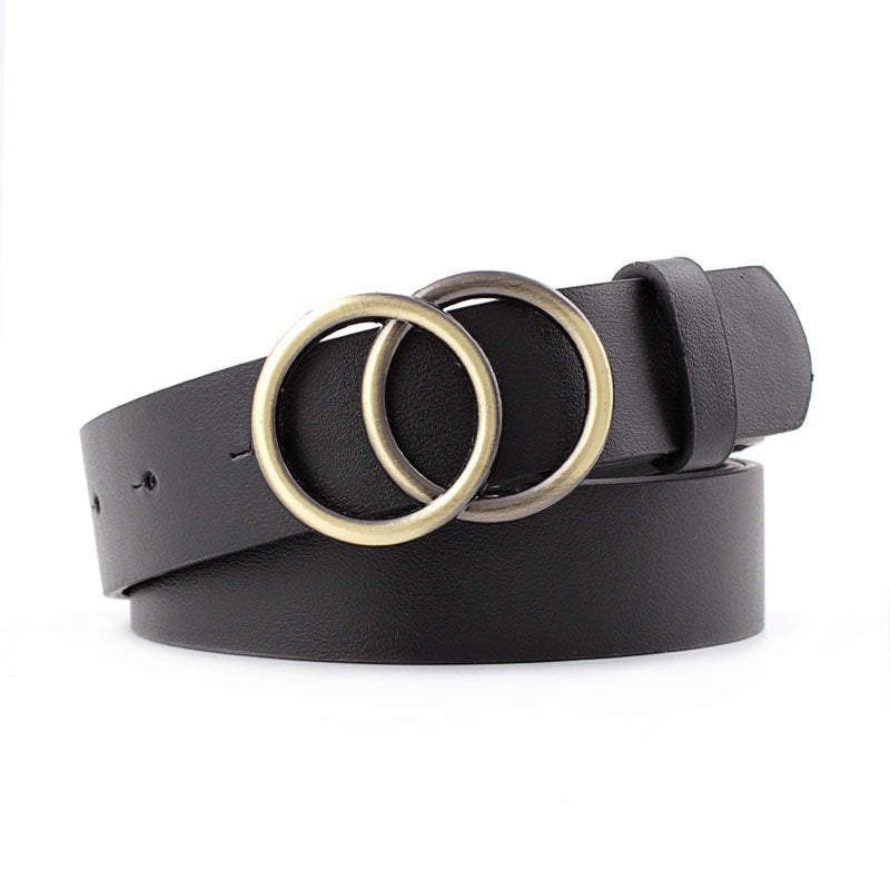 European And American Cross-border Round Buckle Belt Women Casual