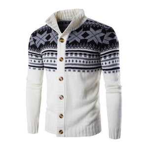 Mens Christmas Casual Slim Fit Knitted Snowflake Sweater