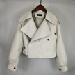 Women's PU Leather Jacket with Short Washed Leather Jacket