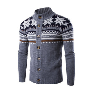 Mens Christmas Casual Slim Fit Knitted Snowflake Sweater