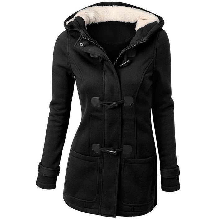 fur collar jackets women new horn button Long down coat women parka Plus Size female parka hoodies Women