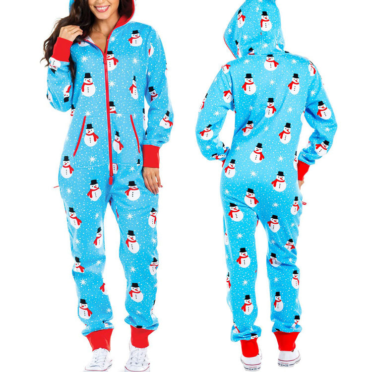 One-piece Pajamas Women Autumn And Winter Couples Hooded Home Service Jumpsuit