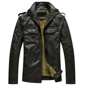 Leather Jacket Plus Velvet Washed Retro Leather Jacket