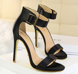 Satin  stiletto platform high heels with buckled sandals