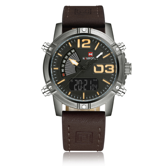 NAVIFORCE Men's Fashion Sport Watches Men Quartz Analog Date Clock Man Leather Military Waterproof Watch