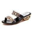 Rhinestone non-slip mid-heeled sandals