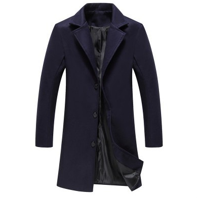 New Mens Solid Color Casual Business Woolen Coats