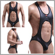 Hanging hoop patent leather strap underwear wrestling suit