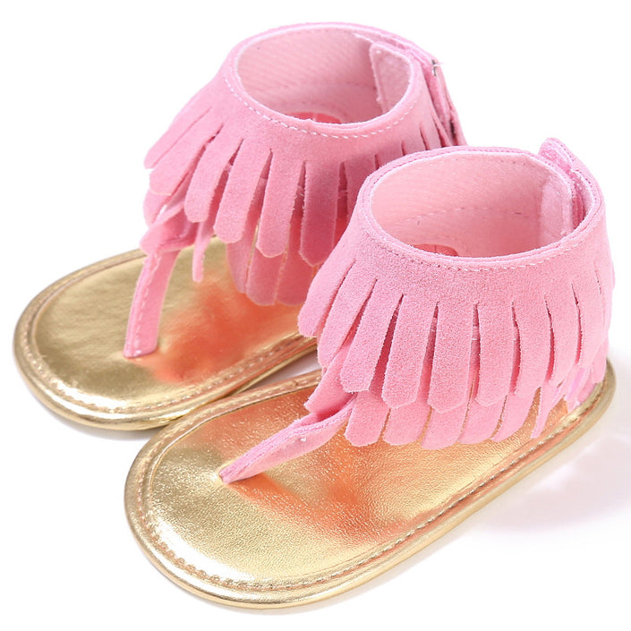 summer new girls sandals wholesale retro tassel flannel baby sandals