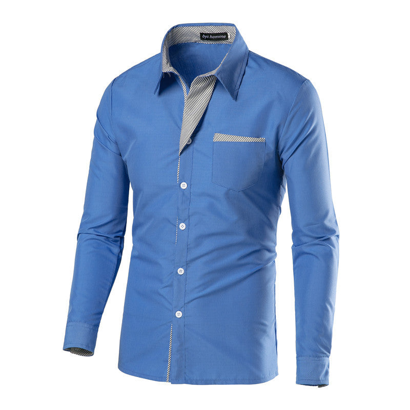 Striped Decoration Mens Shirts