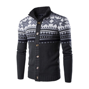 Mens Christmas Casual Slim Fit Knitted Snowflake Sweater