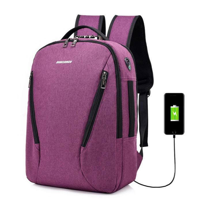 New double shoulder bag male Outdoor Travel College schoolbag computer knapsack USB charging, waterproof and anti-theft