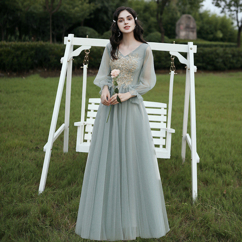 Green wedding banquet sister group dress