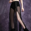 Ladies' Dark Hook Button High Slit Mesh Skirt