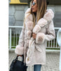 Winter mid-length pie overcoming thick fur collar furry coat women