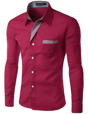 Striped Decoration Mens Shirts