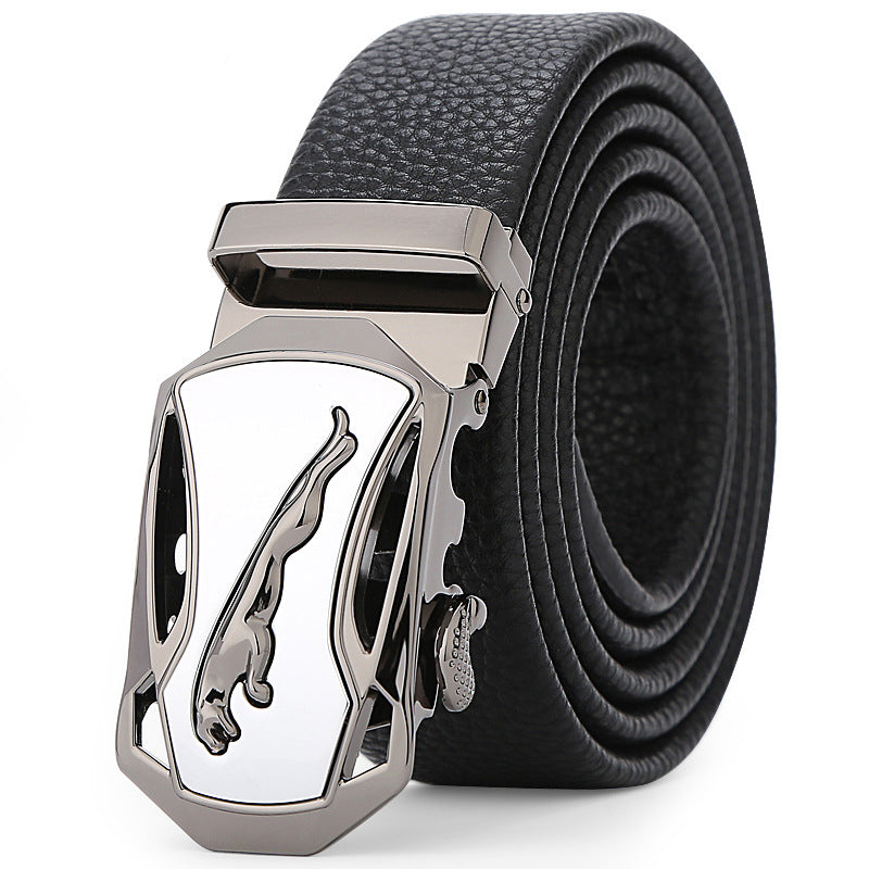 Men's leather business soft leather automatic buckle belt leather