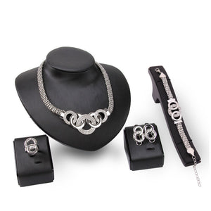 Necklace Earrings Bracelet Ring Jewelry Set 18K Jewelry Four-piece Set