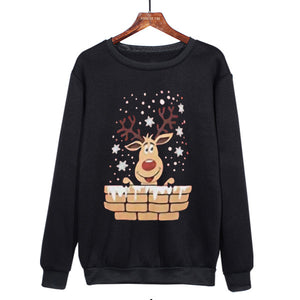 Antlers Cute Print Crew Neck Sweater