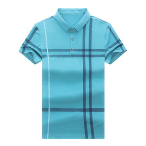 Men Summer Striped Polo Shirt Short Sleeve Slim Fit Polos Fashion Streetwear Tops