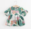 Girls Kids Skirts Flared Sleeve Printed Cotton Dress