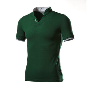 Men's patchwork short sleeve men's casual crew neck T-shirt polo