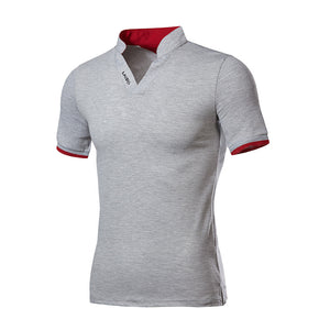 Men's patchwork short sleeve men's casual crew neck T-shirt polo