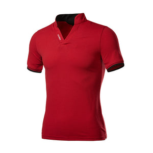 Men's patchwork short sleeve men's casual crew neck T-shirt polo