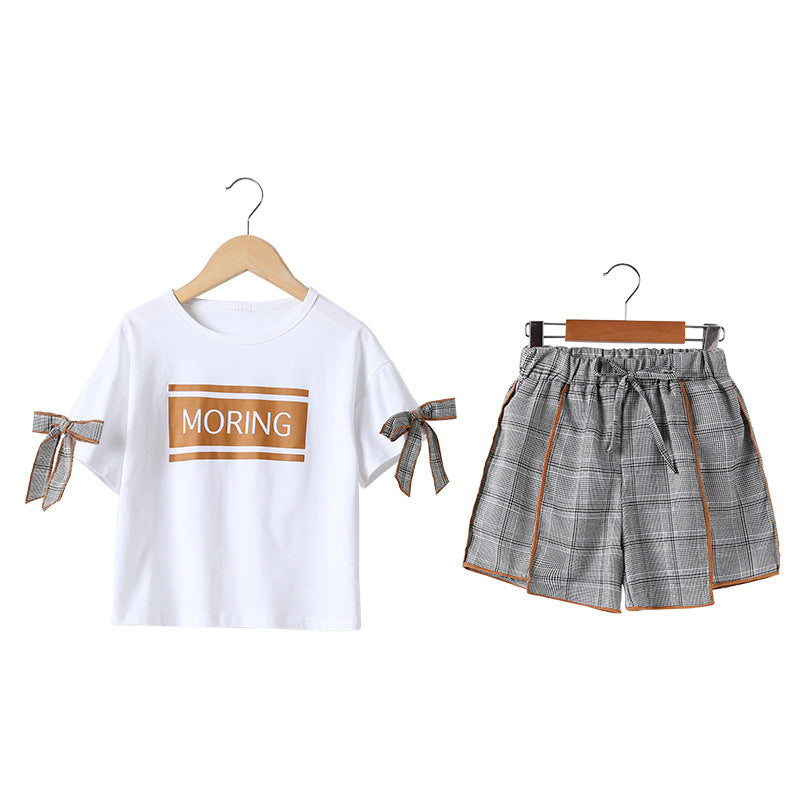 Check Short Sleeve Shorts Kids Set