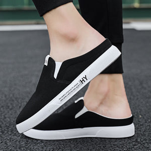 Heelless lazy Shoes Korean Style Trendy One-Foot Toe Canvas Half-Support Shoes