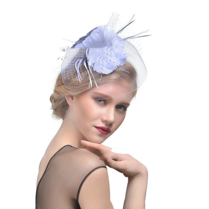 Feather Headdress Bridal Net Yarn Hairpin Ball Party Hair Accessories