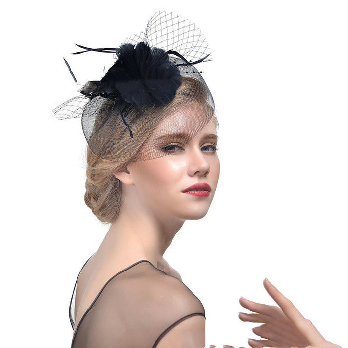 Feather Headdress Bridal Net Yarn Hairpin Ball Party Hair Accessories