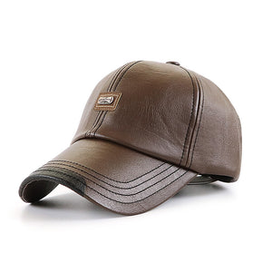 Men's leather baseball cap