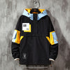 Men's Plus Size Print Color Block Hooded Jacket