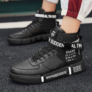 Street Dance Hip Hop Board Shoes High-top Air Force Thick-soled Leather Waterproof Men's Shoes