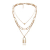 Cross-Border Jewelry Simple And Exaggerated Thick Chain Necklace Female Retro Multi-Layer Geometric Lock-Shaped Love Necklace