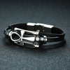 Men Egypt Leather Bracelet Boy Anka Cross Multi-Layer Bangles Charm Wristband Religious Male Jewelry