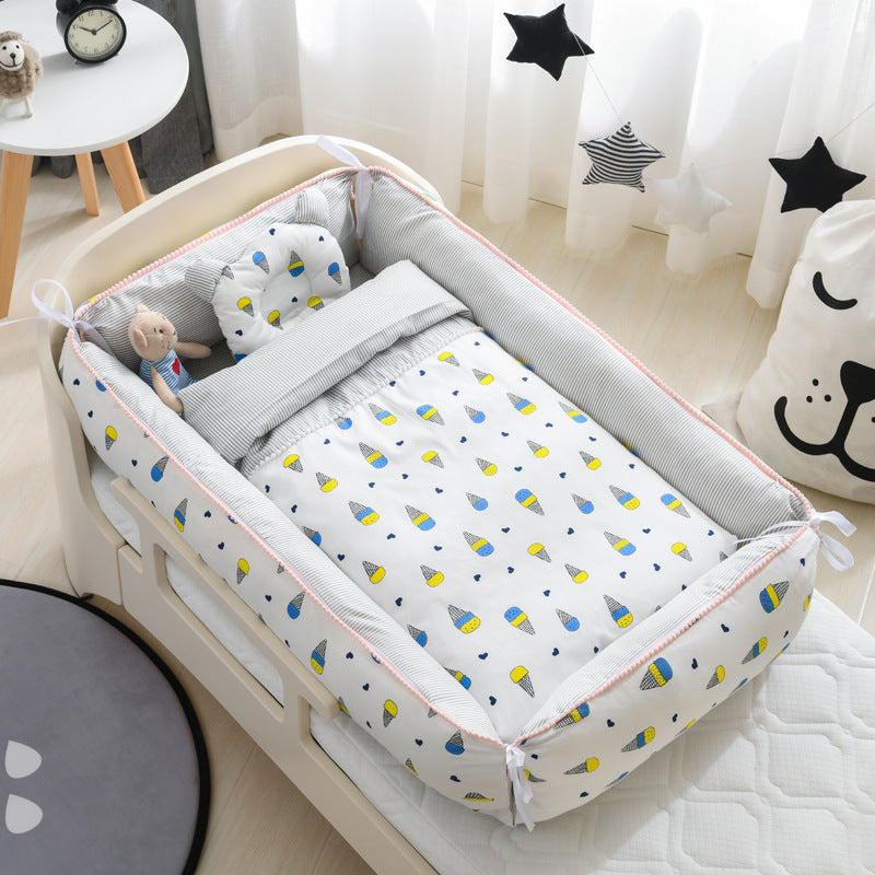 Portable Baby Sleeping Nest with Quilt Infant Cradle Newborn Bassinet with Removable Cover Toddler Nest baby nursery crib