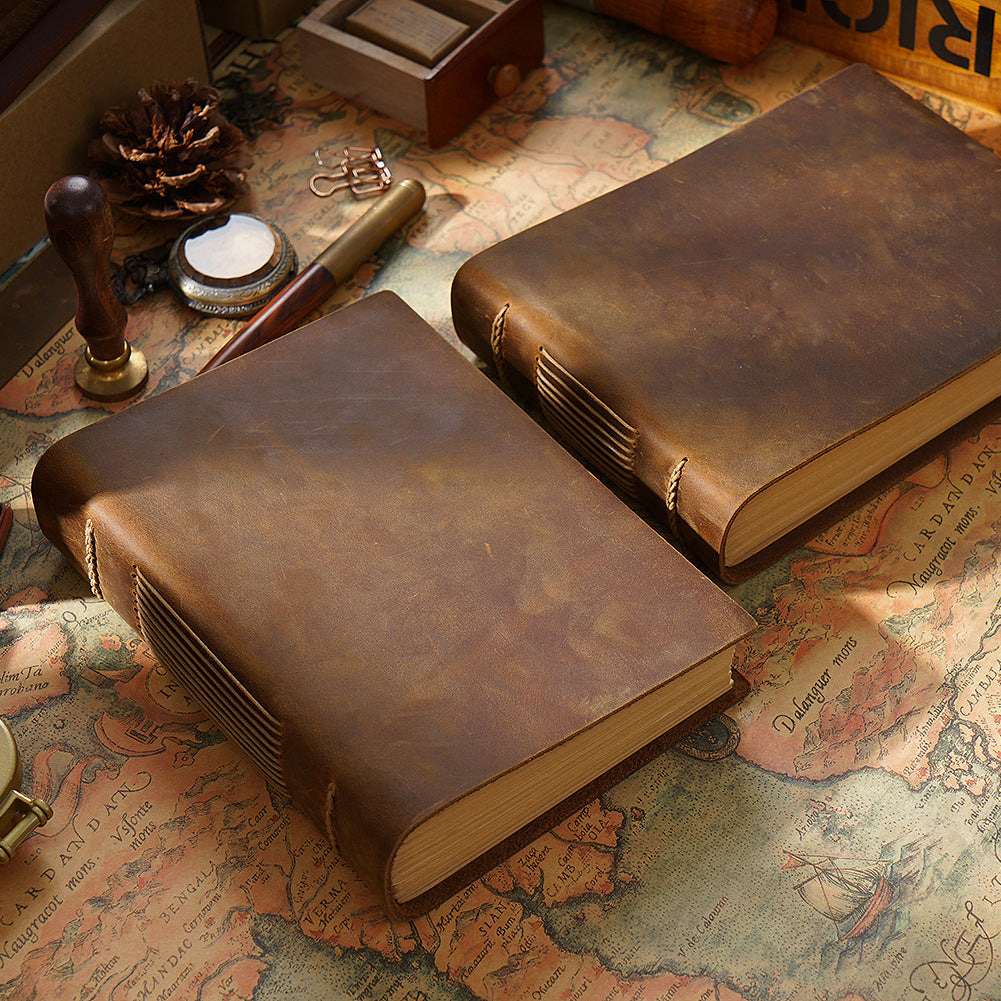 Handmade Sketchbook Cowhide Notebook Retro Leather Notebook Creative Notebook Diary Gift