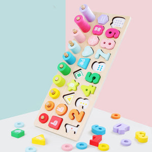 Number Puzzle Shape Matching Puzzle Wooden Teaching Aid Teaching Toy Puzzle