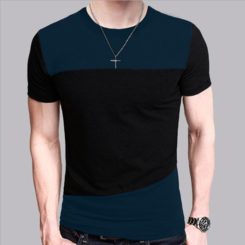 Round Neck Short-Sleeved T-Shirt Men'S Color Matching Men'S T-Shirt Clothes