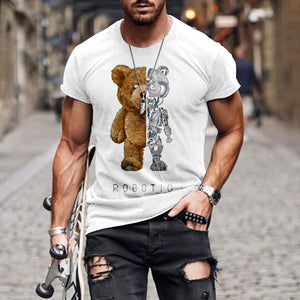 Teddy Bear Fashion Collarless Black t-Shirt tops