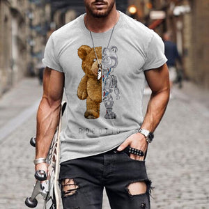 Teddy Bear Fashion Collarless Black t-Shirt tops