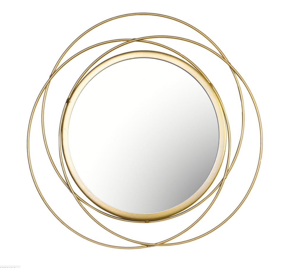 Wrought Iron Round Frame Decorative Wall-Mounted Mirror Gold Leaf Wall-Mounted Mirror