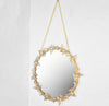 Wrought Iron Round Frame Decorative Wall-Mounted Mirror Gold Leaf Wall-Mounted Mirror