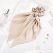 New Knotted Ribbon Satin Monochrome Silky Square Scarf Hair Tie Ladies Ponytail Hair