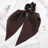 New Knotted Ribbon Satin Monochrome Silky Square Scarf Hair Tie Ladies Ponytail Hair