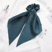 New Knotted Ribbon Satin Monochrome Silky Square Scarf Hair Tie Ladies Ponytail Hair