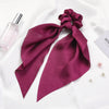 New Knotted Ribbon Satin Monochrome Silky Square Scarf Hair Tie Ladies Ponytail Hair