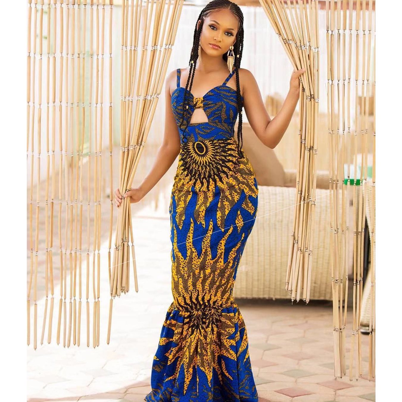 Digital Print Dress Fishtail